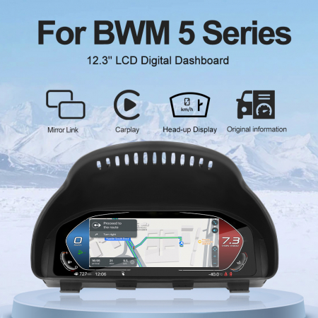 For BMW 5 Series  F10F11F07F18F01F02F03 Digital Carplay HUD dashboard Instrumental Cluster Speedometer Screen (1)
